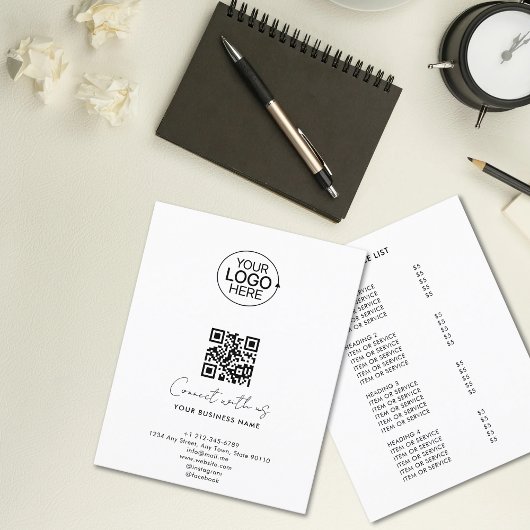 Eenvoudige Script Neem contact met ons op Logo QR  Flyer