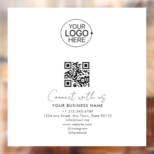 Eenvoudige Script Neem contact met ons op Logo QR  Raamsticker (Vel 2)