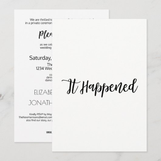 Eenvoudige Script Net Getrouwd Website RSVP Ontvan Kaart (Voorkant / Achterkant)