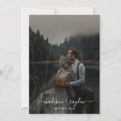 Eenvoudige Script Overlay 2 Photo Wedding Kaart (Achterkant)