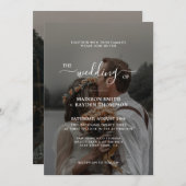 Eenvoudige Script Overlay 2 Photo Wedding Kaart (Voorkant / Achterkant)
