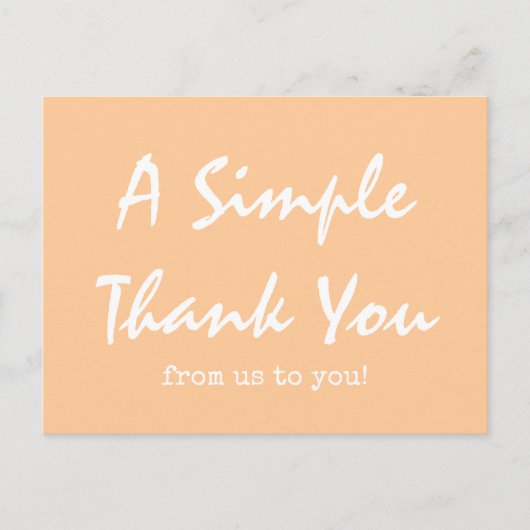 Eenvoudige Script Peach Business Bedankt Briefkaart (Voorkant)