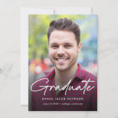 Eenvoudige Script Photo Graduation Party Kaart (Voorkant)