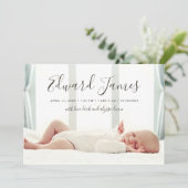 Eenvoudige Script Photo Overlay Geboorte Aankondig Aankondiging (Staand voorkant)