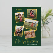 Eenvoudige Script Prettig Kerstmis Foto Collage Go Folie Feestdagenkaart (Staand Voorkant)