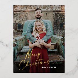 Eenvoudige Script Prettig Kerstmis Foto  Folie Feestdagen Briefkaart