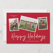 Eenvoudige Script Prettige Feestdagen 3 Foto Colla Feestdagenkaart (Voorkant)