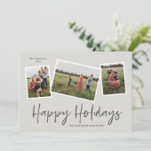 Eenvoudige Script Prettige Feestdagen 3 Foto Colla Feestdagenkaart (Staand voorkant)