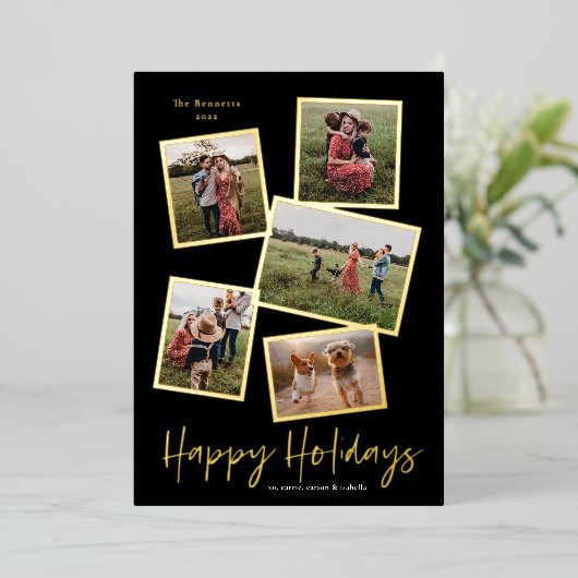 Eenvoudige Script Prettige Feestdagen 5 Foto Colla (Staand Voorkant)