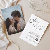 Eenvoudige Script QR Code Foto Bruiloft Save The Date