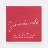 Eenvoudige Script Red Graduation Party Servet (Voorkant)