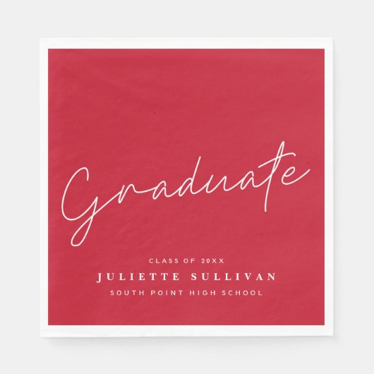 Eenvoudige Script Red Graduation Party Servet (Voorkant)