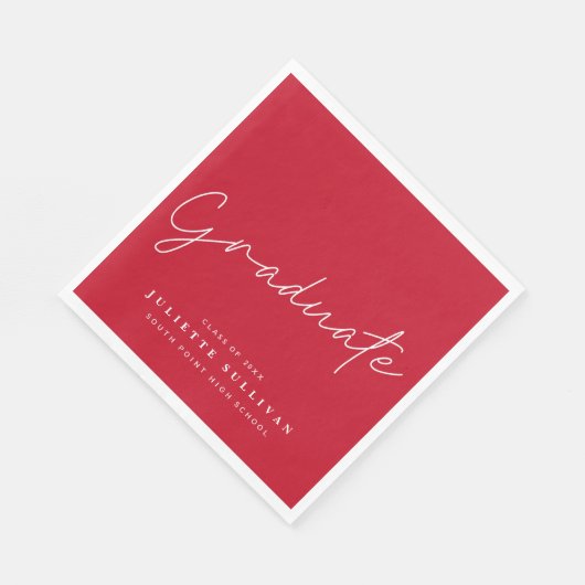 Eenvoudige Script Red Graduation Party Servet (Hoek)
