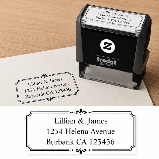 Eenvoudige script retouradres zelfinkende stempel