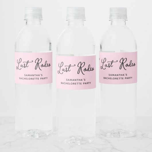 Eenvoudige Script Roze Laatste Rodeo Bachelorette Waterfles Etiket (Flessen)