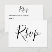 Eenvoudige Script RSVP Witte Kaarten Voor Trouwen Kaartje (Voorkant / Achterkant)