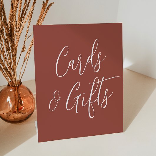 Eenvoudige Script Rust Wedding Cards en Gifts Reclamebord Met Voetstuk