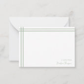 Eenvoudige Script Sage Green 2 Side Double Border Notitiekaartje (Voorkant)