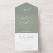 Eenvoudige Script Sage Green Wedding All In One Uitnodiging (Binnen)