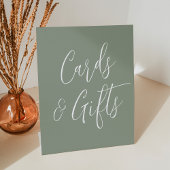 Eenvoudige Script Sage Green Wedding Cards en Gift Reclamebord Met Voetstuk