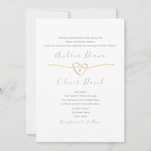 Eenvoudige Script Sage Green Wedding Kaart (Voorkant)