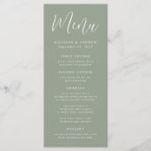 Eenvoudige Script Sage Green Wedding Menu (Voorkant)