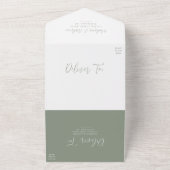 Eenvoudige Script Sage Groene Trouw All In One Uitnodiging (Buitenkant)