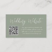 Eenvoudige Script Sage Groene Trouwwebsite QR-code Informatiekaartje (Voorkant)