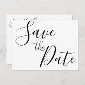Eenvoudige Script Save The Date-ansichtkaarten Aankondigingskaart (Voorkant / Achterkant)