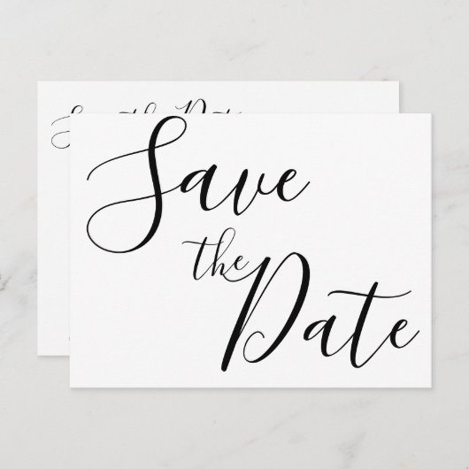 Eenvoudige Script Save The Date-ansichtkaarten Aankondigingskaart (Voorkant / Achterkant)