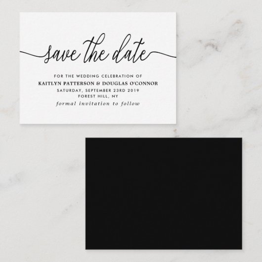 Eenvoudige Script Save The Date Informatiekaartje (Voorkant / Achterkant)