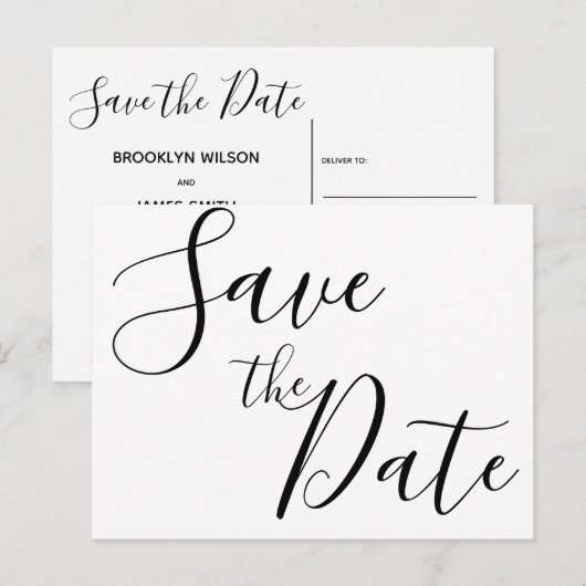 Eenvoudige Script Save The Date Kaarten (Voorkant / Achterkant)