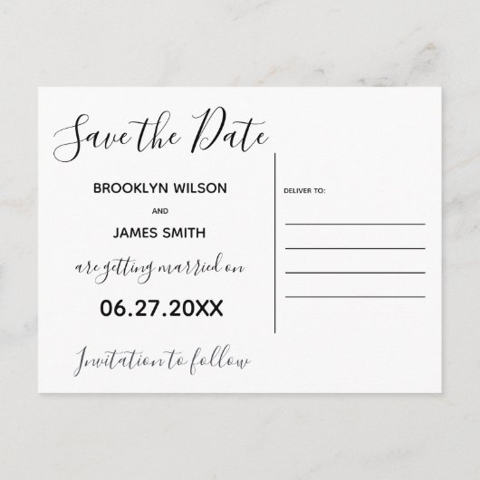 Eenvoudige Script Save The Date Kaarten (Achterkant)