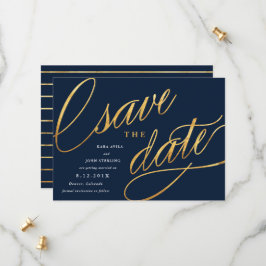 Eenvoudige Script Save the Dates | Marineblauw & G Date