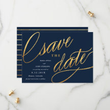 Eenvoudige Script Save the Dates | Marineblauw & G