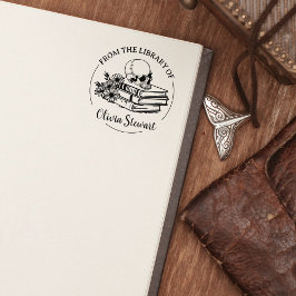 Eenvoudige Script Schedel Bloem Boek Rubberstempel