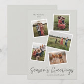 Eenvoudige Script Seizoensgroeten 5 Foto Collage Feestdagenkaart (Voorkant / Achterkant)