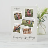 Eenvoudige Script Seizoensgroeten 5 Foto Collage Feestdagenkaart (Staand voorkant)