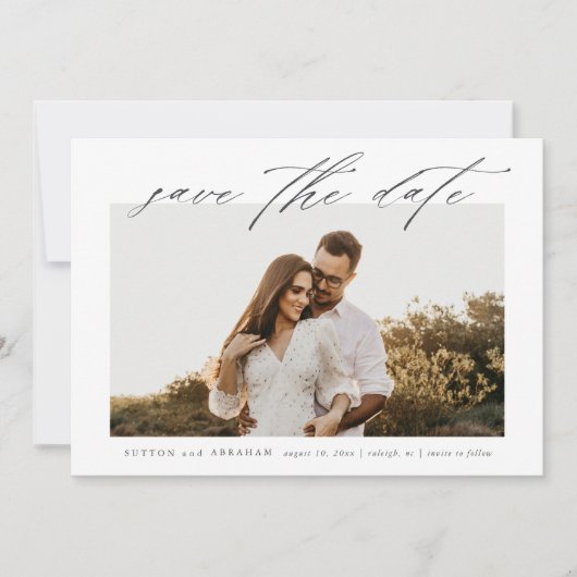 Eenvoudige Script Trouwfoto Save The Date (Voorkant)