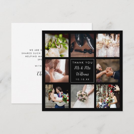 Eenvoudige Script Trouwfotocollage  Bedankkaart (Voorkant / Achterkant)