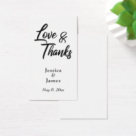 Eenvoudige Script Typografie Liefde & Dank Trouwka Visitekaartjes