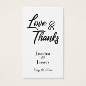 Eenvoudige Script Typografie Liefde & Dank Trouwka Visitekaartjes (Voorkant)