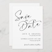 Eenvoudige Script typografie Trouwen sla de datum  Save The Date (Voorkant / Achterkant)