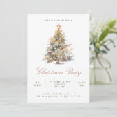 Eenvoudige Script Waterverf Christmas Tree Party Kaart (Staand voorkant)
