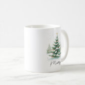 Eenvoudige Script Waterverf Kerstboom  Koffiemok (Voorkant rechts)