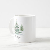 Eenvoudige Script Waterverf Kerstboom  Koffiemok (Voorkant links)