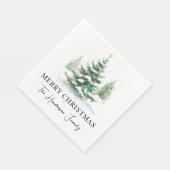 Eenvoudige Script Waterverf Kerstboom Servet (Hoek)