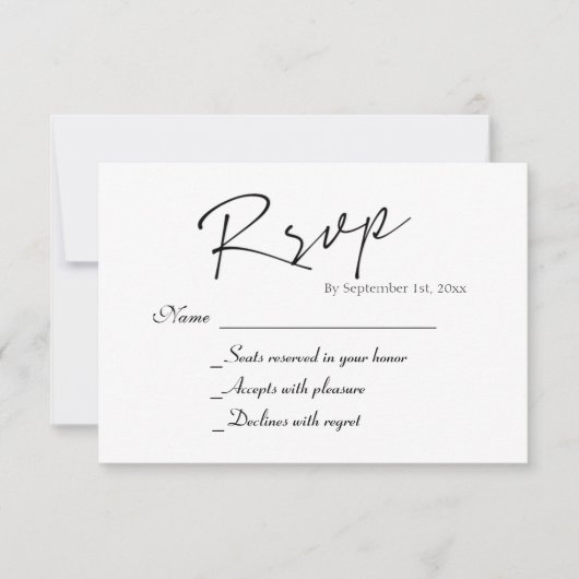 Eenvoudige Script Wedding RSVP-Kaart RSVP Kaartje (Voorkant)