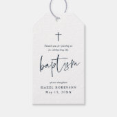 Eenvoudige Script Witte Doop Bedankt Cadeaulabel (Voorkant)