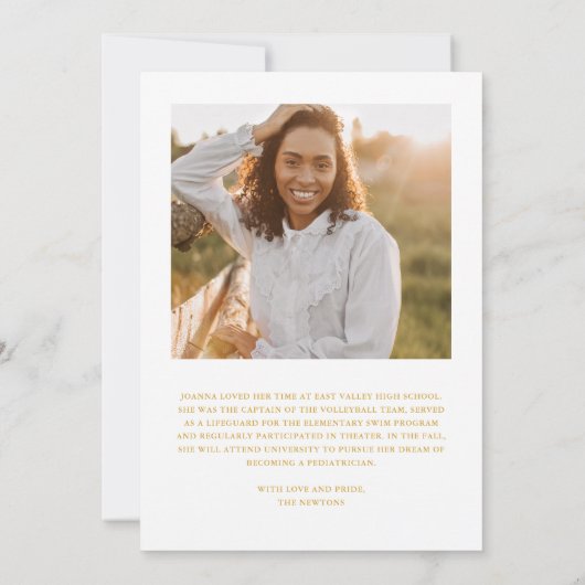 Eenvoudige Script Yellow Photo Afstuderen Aankondi Kaart (Achterkant)